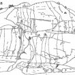 Croquis de Piedras rojas - Resea dibujada de las vas de Piedras rojas, cercana a Candanch.